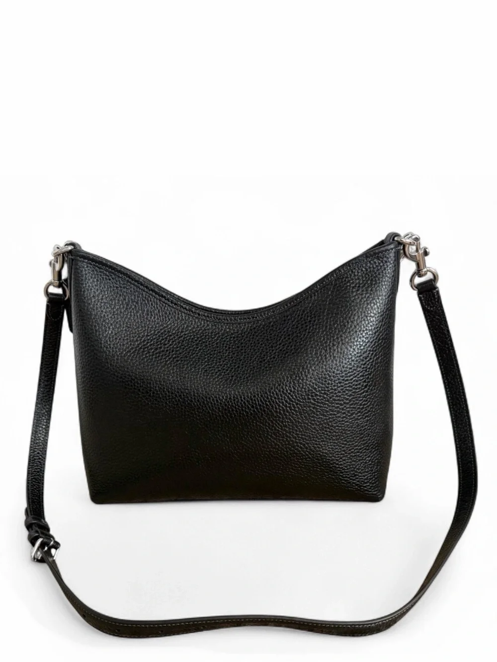 COACH Laurel Shoulder Bag Black Pebbled Leather with Silver Chain Accent - Picture 2 of 10
